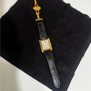 Michael Kors Watch I Unisex I Gold-Plated Case I Black Croc-Print Strap